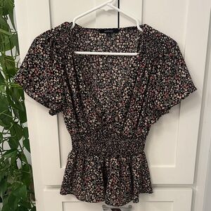 Ambiance Floral Smocked Women's Top Medium
